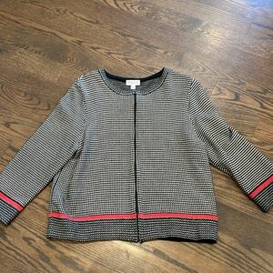 St. John Black and White Jacket with Red Accents